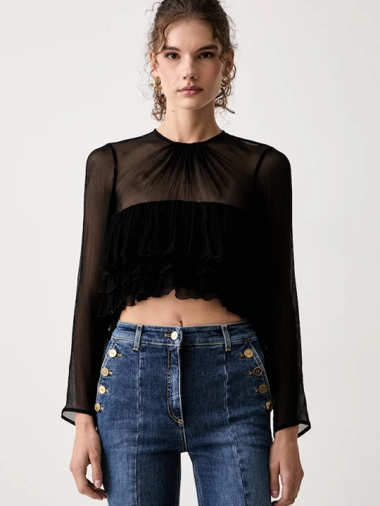 Obrázek produktu Elisabetta Franchi halenka dámská z viskózy černá