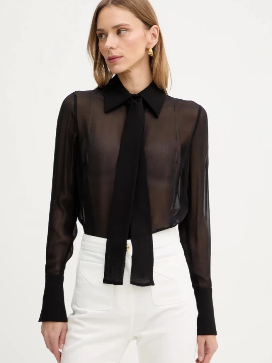 Obrázek produktu Elisabetta Franchi Hedvábné tričko Elisabetta Franchi černá