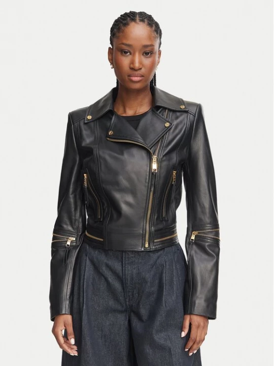 Obrázek produktu Elisabetta Franchi Kožená bunda GD-01Z-66E2-V1490 Černá Regular Fit
