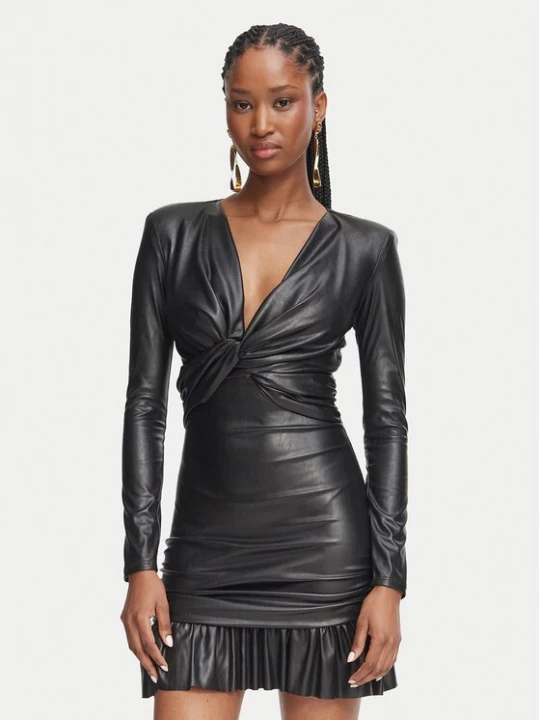 Obrázek produktu Elisabetta Franchi Šaty z imitace kůže AB-989-66E2-V400 Černá Slim Fit