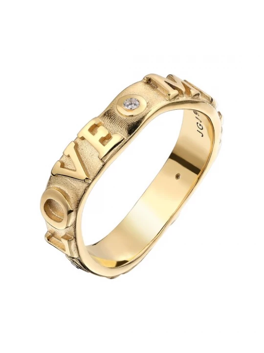 Obrázek produktu ELLI Prsten 'LOVE' zlatá / průhledná