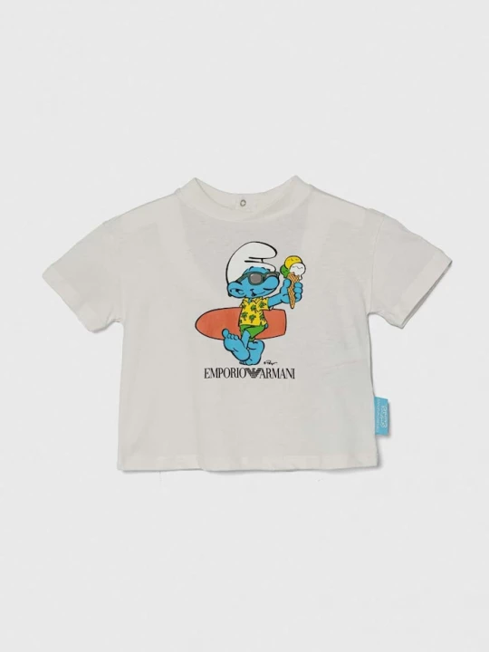 Obrázek produktu Emporio Armani Bavlněné dětské tričko Emporio Armani x The Smurfs