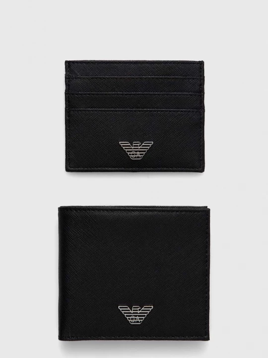 Obrázek produktu Emporio Armani Kožená peněženka a držák na karty Emporio Armani černá