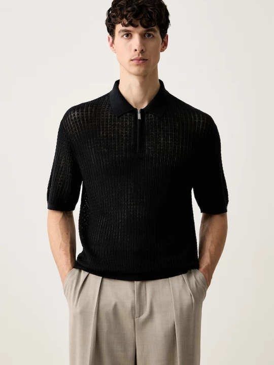 Obrázek produktu Emporio Armani svetrové polo pánské lyocellem námořnická modř