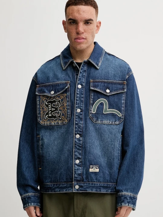 Obrázek produktu Evisu Džínová bunda Evisu Sheridan Daicock Printed námořnická modř