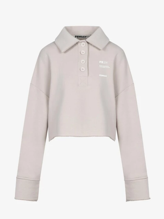 Obrázek produktu FEMSSY Mikina 'COLLAR SWEATSHIRT GREY' béžová