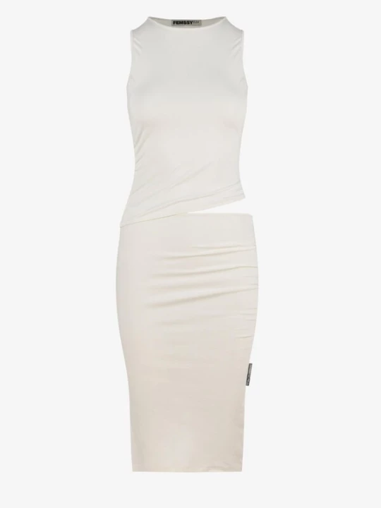 Obrázek produktu FEMSSY Šaty 'TALIA DRESS BROWN' bílá