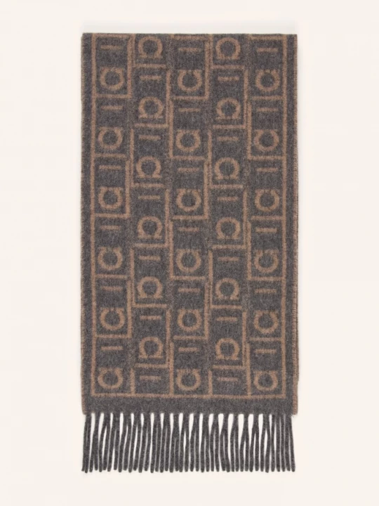 Obrázek produktu Ferragamo Šála S Kašmírem černošedá / černošedá