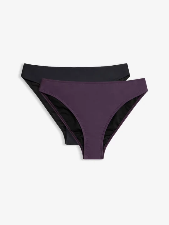 Obrázek produktu Figi bikini z wysoko wyciętymi nogawkami (zestaw 2 szt.) BonPrix fioletowy
