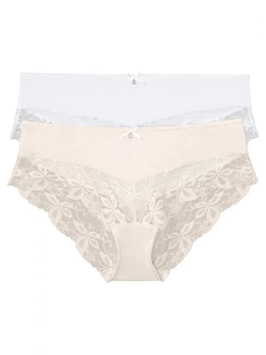 Obrázek produktu Figi panty z delikatną koronką (2 pary) BonPrix biały