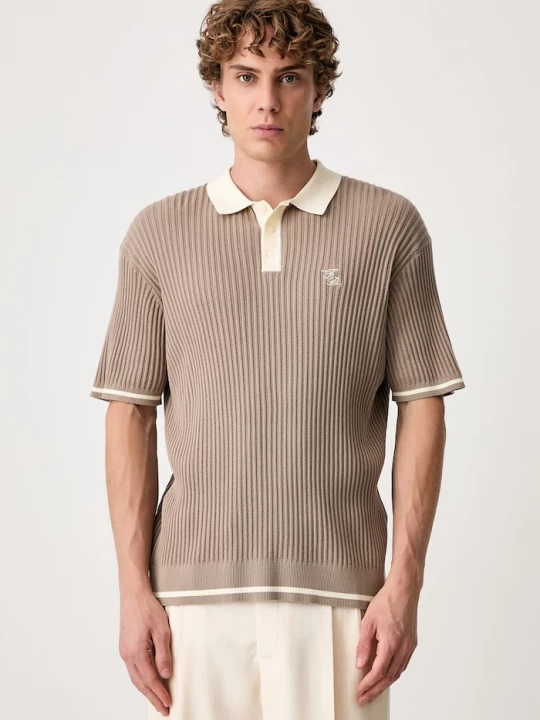 Obrázek produktu Filling Pieces Bavlněné polo tričko Filling Pieces Fine Knit Polo béžová