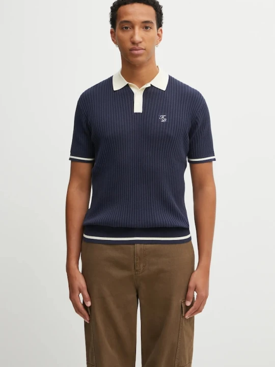 Obrázek produktu Filling Pieces Bavlněné polo tričko Fine Knit Polo námořnická modř
