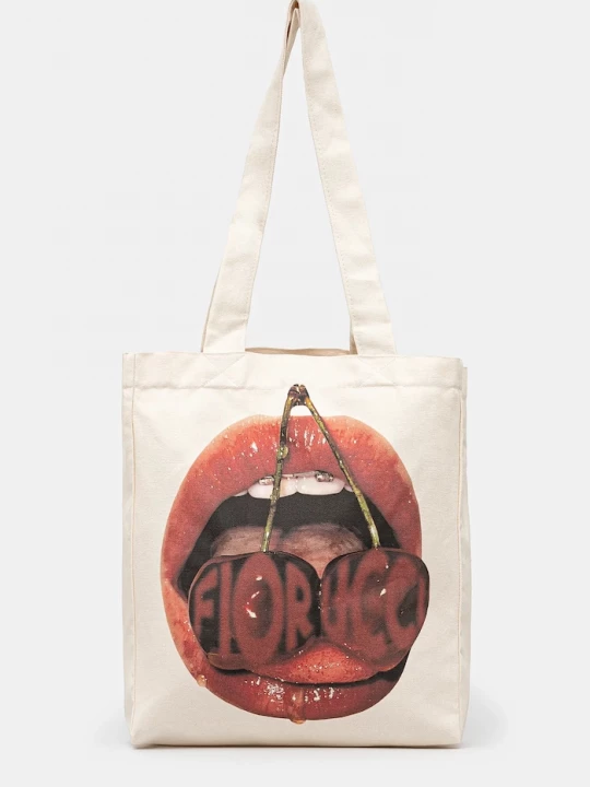 Obrázek produktu Fiorucci Bavlněná kabelka Fiorucci Mouth Print béžová