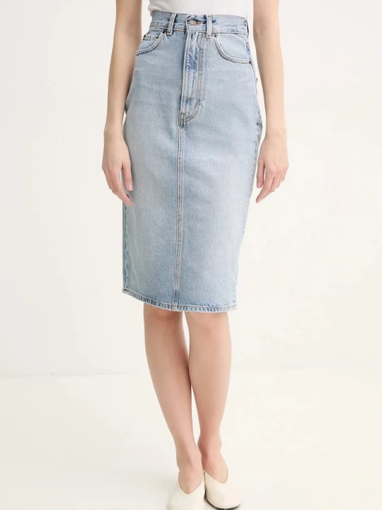 Obrázek produktu Fiorucci Džínová sukně Fiorucci Faded Heart Pocket Denim Midi Skirt modrá