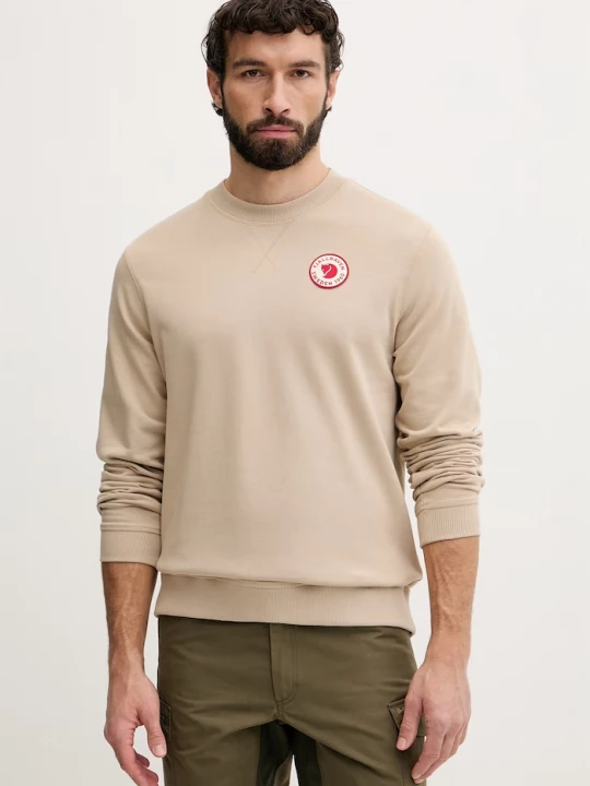 Obrázek produktu Fjallraven sportovní mikina pánská bavlněná 1960 Logo Badge Sweater Fjällräven béžová