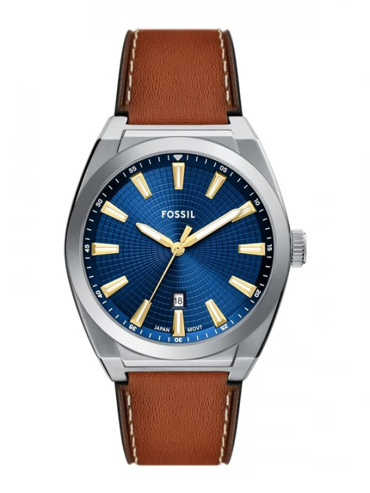 Obrázek produktu FOSSIL Analogové hodinky 'Everett'  modrá / hnědá / stříbrná