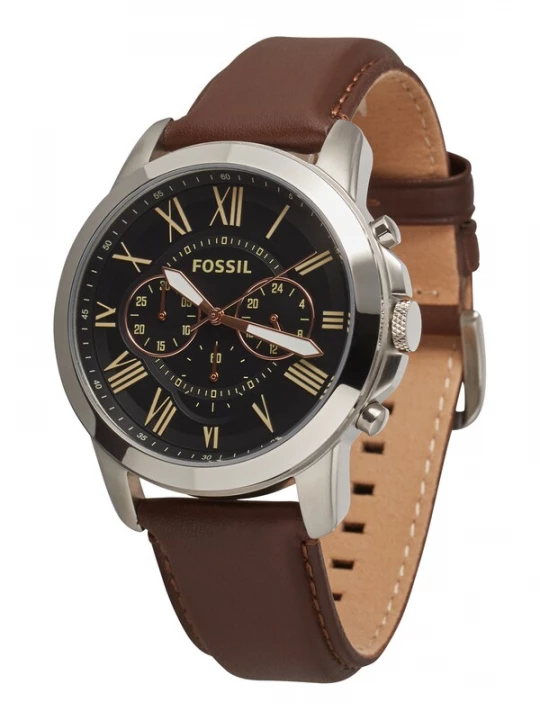 Obrázek produktu FOSSIL Analogové hodinky 'Grant'  hnědá / světle žlutá / černá / stříbrná