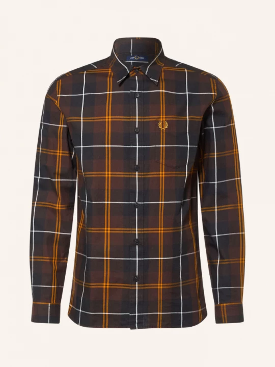 Obrázek produktu Fred Perry Košile Comfort Fit tmavě hnědá / bílá / černá