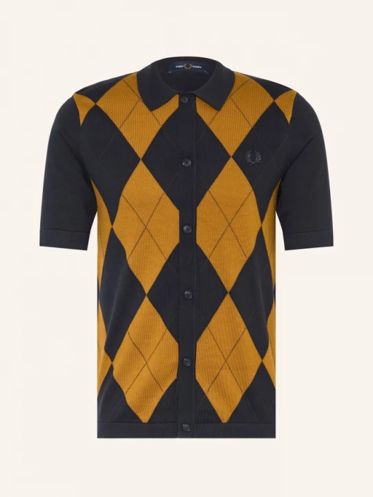 Obrázek produktu Fred Perry Pletená Košile Slim Fit tmavě modrá / koňaková