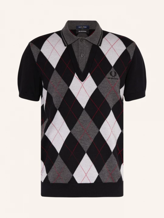Obrázek produktu Fred Perry Pletené Polo Tričko černá / šedá / červená