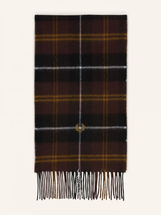 Obrázek produktu Fred Perry Šála Lambswool tmavě hnědá / tmavě žlutá / černá