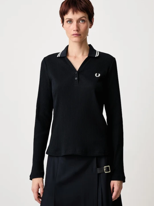 Obrázek produktu Fred Perry tričko s dlouhým rukávem dámské s bavlnou námořnická modř