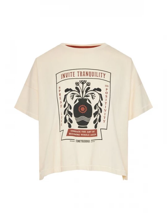Obrázek produktu Funky Buddha Tričko krémová / rezavě červená / černá