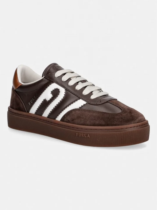 Obrázek produktu Furla Allegra Lace-Up sneakers boty dámské kožené hnědá