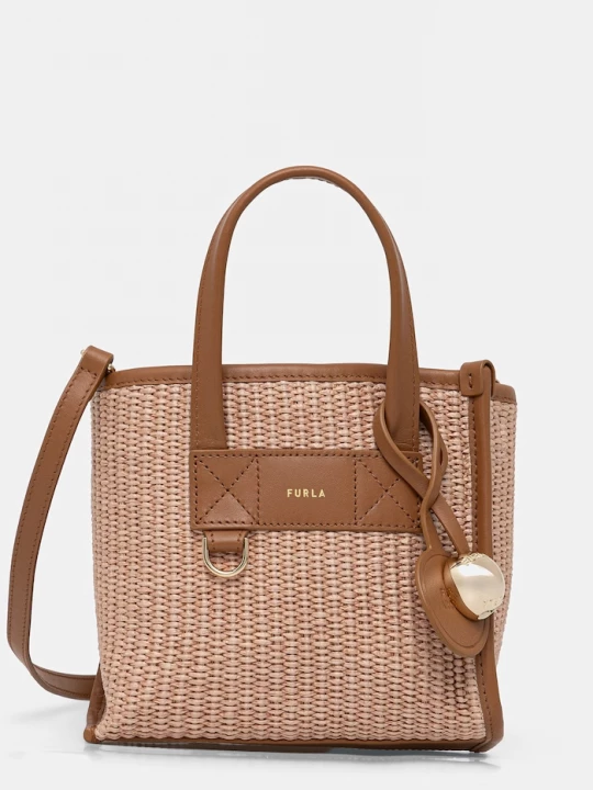 Obrázek produktu Furla crossbody kabelka dámská pletená Divide It Mini Tote béžová