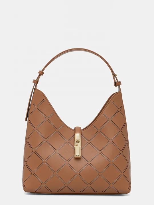 Obrázek produktu Furla hobo kabelka dámská kožená Goccia M Hobo hnědá