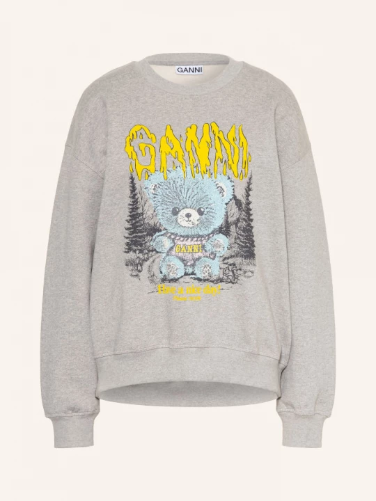 Obrázek produktu Ganni Oversized Mikina S Ozdobnými Kamínky šedá / černošedá / žlutá