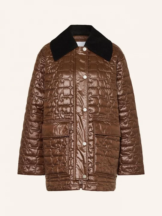 Obrázek produktu Ganni Oversized Prošívaná Bunda tmavě hnědá / černá
