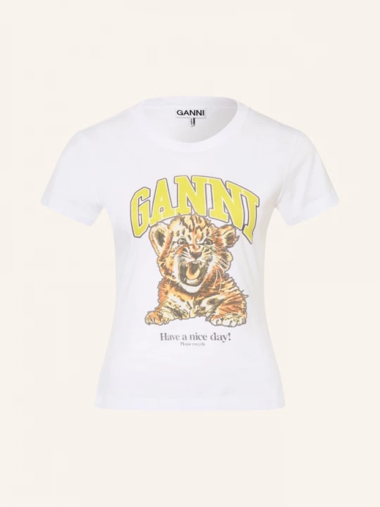 Obrázek produktu Ganni Tričko bílá / tmavě oranžová / žlutá