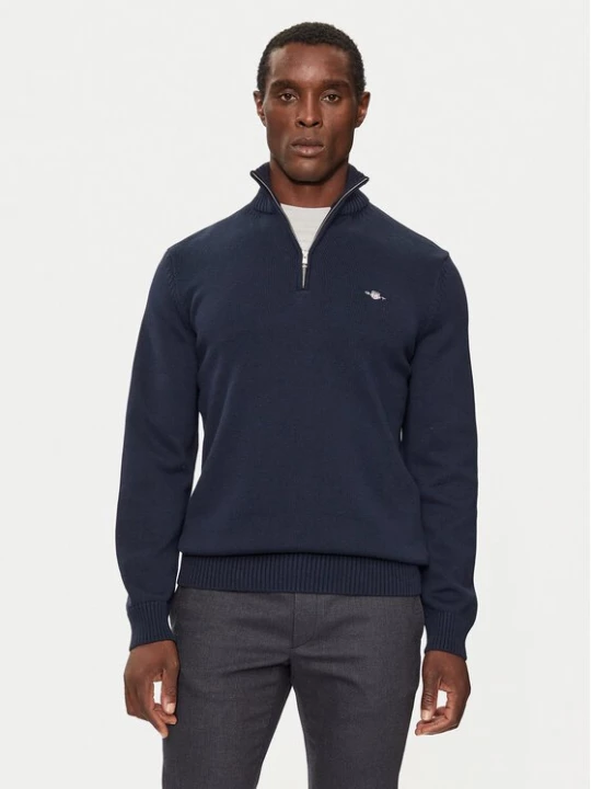 Obrázek produktu Gant Svetr Casual Cotton Half Zip 8030170 Tmavomodrá Regular Fit