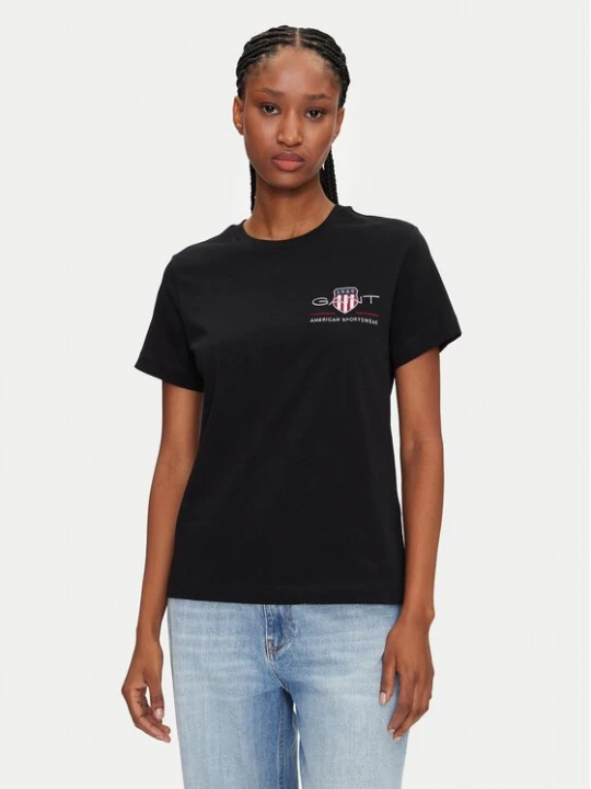 Obrázek produktu Gant T-Shirt Bisiklet Yaka 4200277 Černá Regular Fit