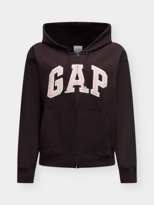 Obrázek produktu GAP Mikina 'HERITAGE' tmavě hnědá / starorůžová / bílá