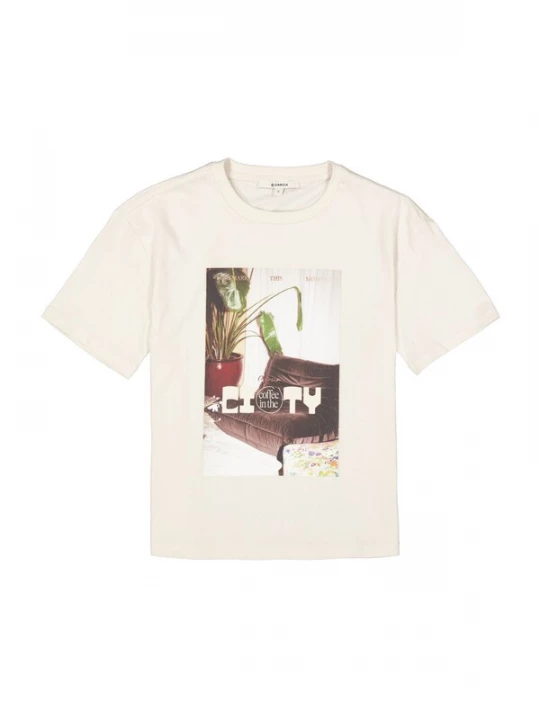 Obrázek produktu GARCIA Tričko tmavě hnědá / zelená / tmavě červená / offwhite
