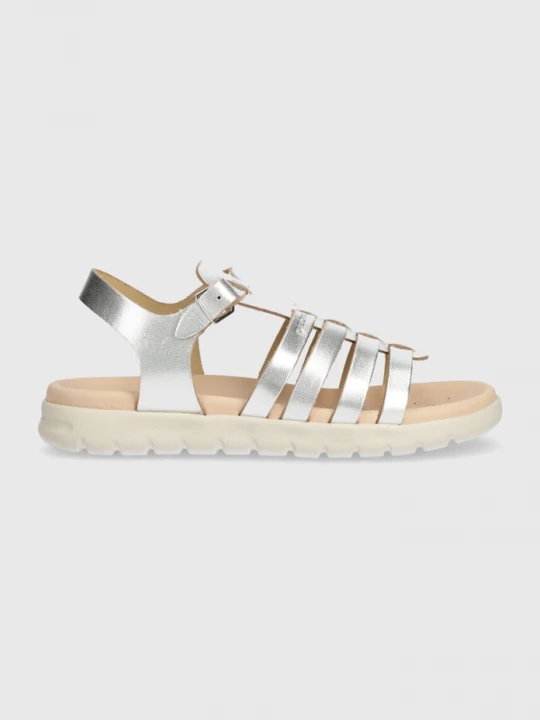 Obrázek produktu Geox Dětské kožené sandály Geox SANDAL SOLEIMA stříbrná