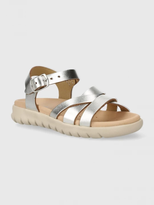 Obrázek produktu Geox Dětské kožené sandály Geox SANDAL SOLEIMA stříbrná