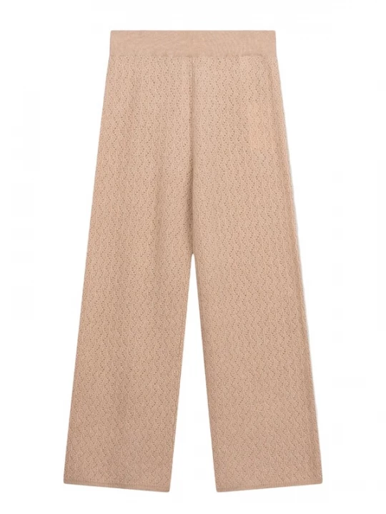 Obrázek produktu GOBI Cashmere Kalhoty 'Women's Wide-Leg Ajour Knit Cashmere Pants' béžová