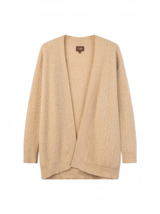 Obrázek produktu GOBI Cashmere Kardigan 'Ajour Knit Open-Front Cashmere Cardigan' béžová