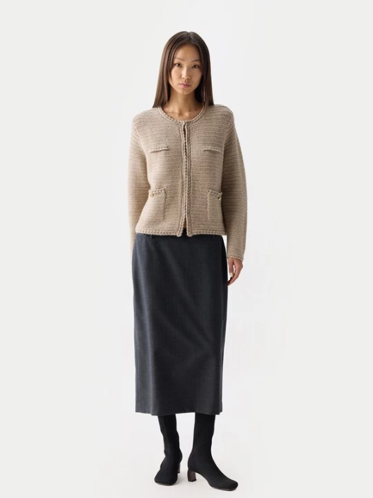 Obrázek produktu GOBI Cashmere Kardigan 'Textured Knit Cashmere Jacket-Style Cardigan' béžový melír