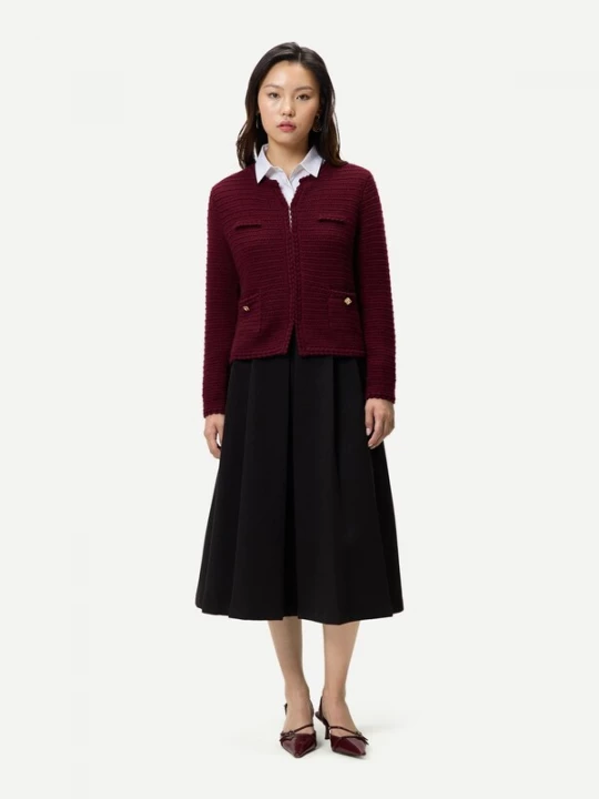Obrázek produktu GOBI Cashmere Kardigan 'Textured Knit Cashmere Jacket-Style Cardigan' bordó