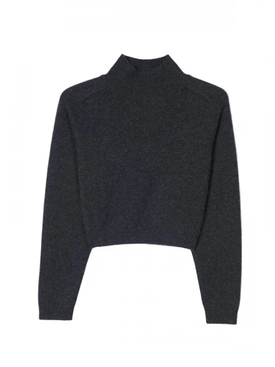 Obrázek produktu GOBI Cashmere Svetr 'Cropped High-Neck Cashmere Sweater' tmavě šedá