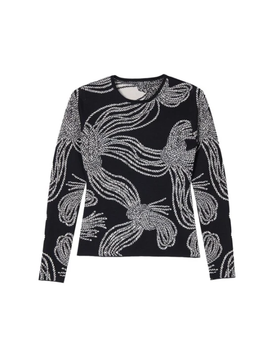 Obrázek produktu GOBI Cashmere Svetr 'Women' Rope Knot Print Cashmere Silk Sweater' černá