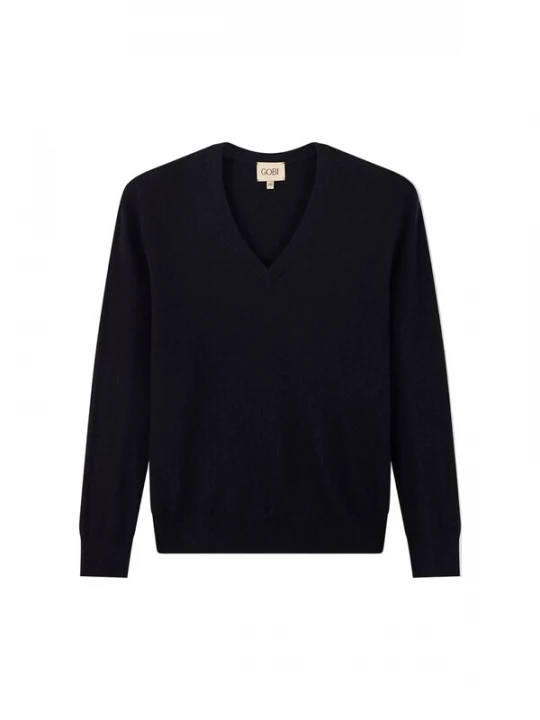 Obrázek produktu GOBI Cashmere Svetr 'Women's Timeless Cashmere V-Neck Sweater' námořnická modř