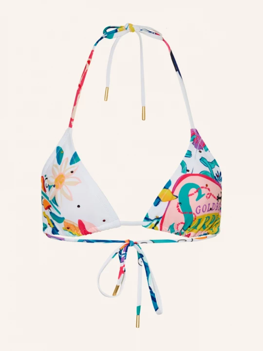 Obrázek produktu Goldbergh Trojúhelníkový Bikini Top Caprella S Ozdobnými Kamínky krémová / žlutá / tyrkysová