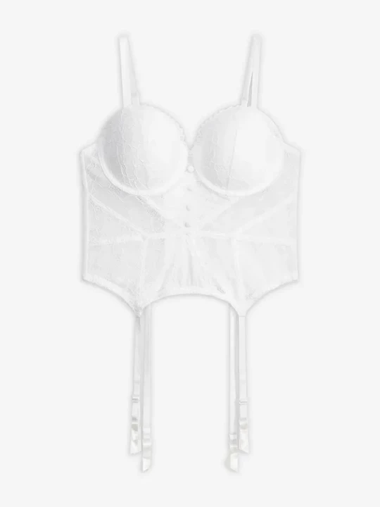 Obrázek produktu Gorset z eleganckiej koronki BonPrix biały