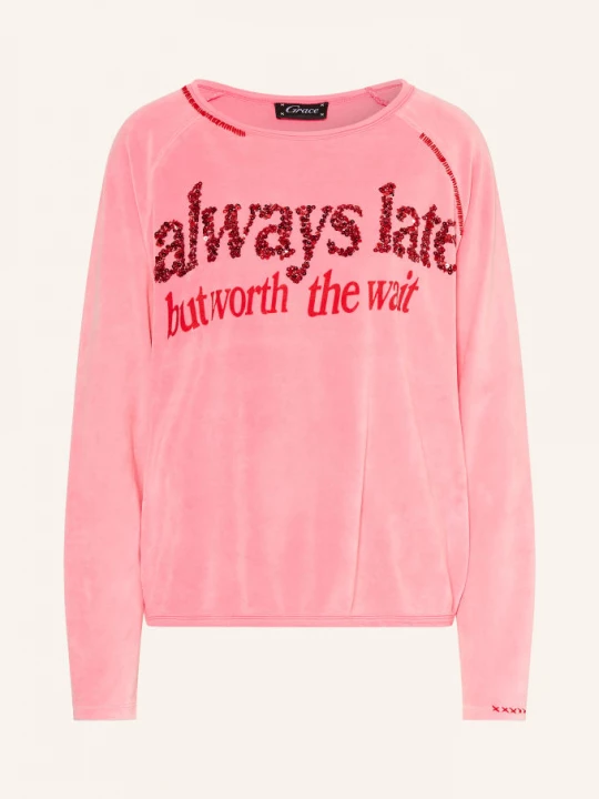 Obrázek produktu Grace Mikina Nickishirt Always Late S Flitry růžová / tmavě červená / červená