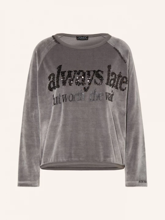 Obrázek produktu Grace Mikina Nickishirt Always Late S Flitry tmavě šedá / černá